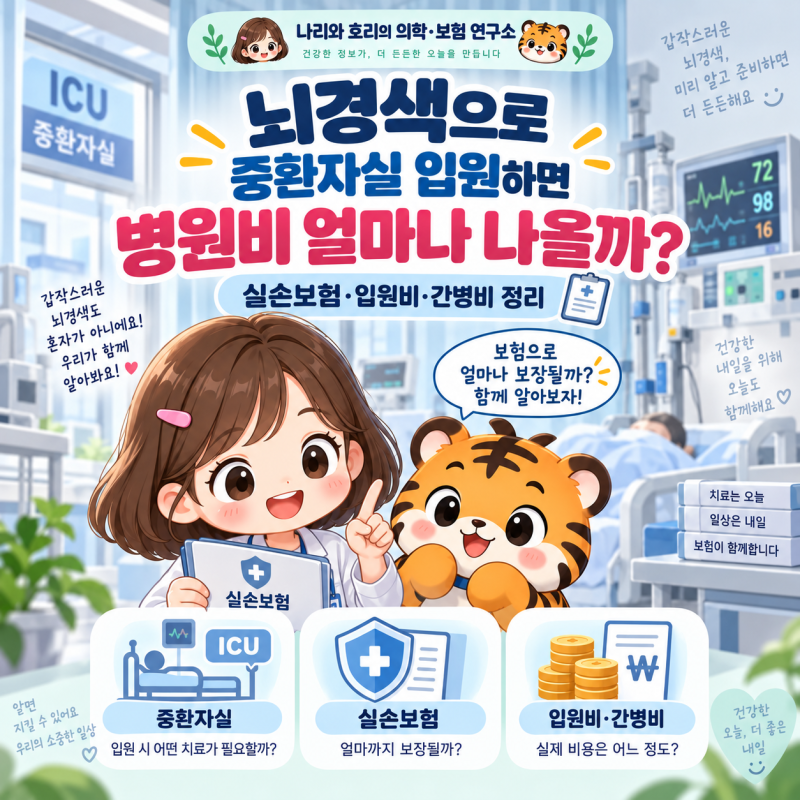 뇌경색으로 중환자실 입원하면 병원비 얼마나 나올까?｜실손보험·입원비·순환계 주요치료....