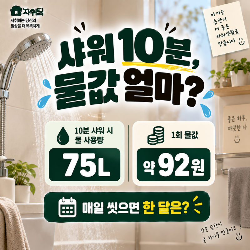 샤워 10분 하면 물값 얼마일까? 매일 씻으면 한 달 수도요금은