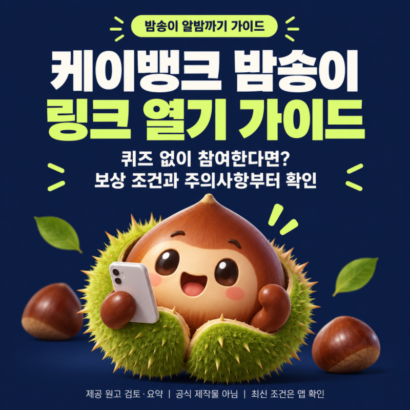 케이뱅크 밤송이 링크 까기 이벤트 참여방법, 퀴즈 없이 여는 법