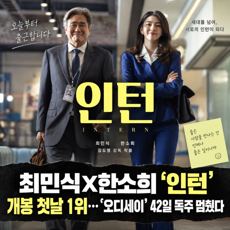 최민식X한소희 ‘인턴’, 개봉 첫날 1위…‘오디세이’ 42일 독주 멈췄다