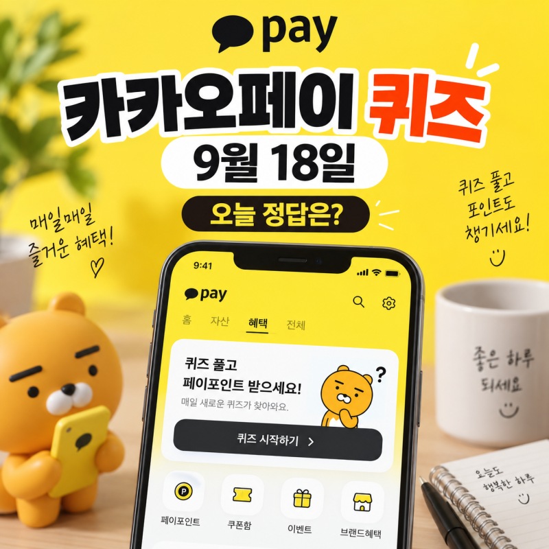카카오페이 퀴즈 9월 18일 정답은? 퀴즈타임 참여방법과 최대 1만P
