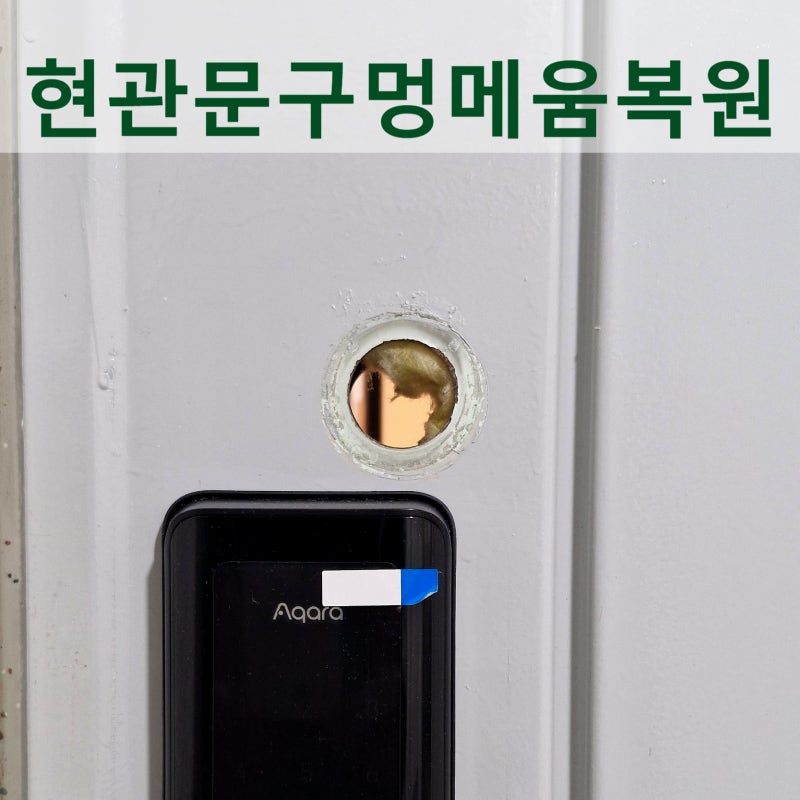 아파트 현관문 도어락 교체후 남은 구멍 메꿈과 도색