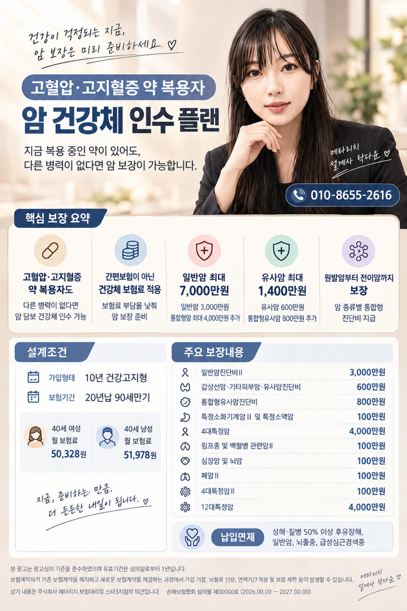 고혈압·고지혈증 약 먹어도 암보험 건강체로 가입할 수 있을까?