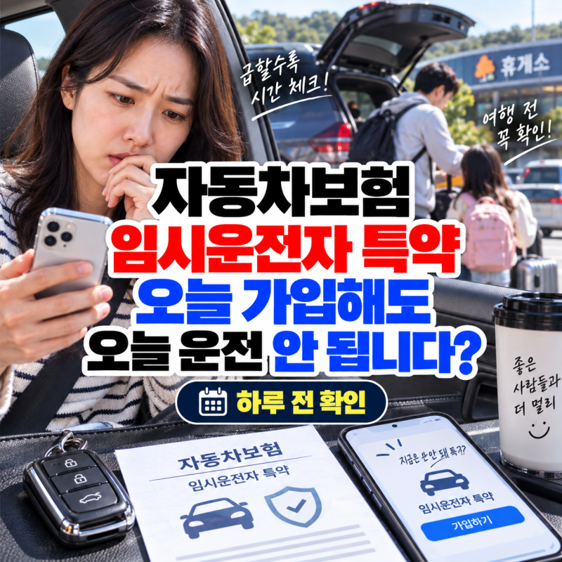 자동차보험 임시운전자 특약, 오늘 가입하고 오늘 운전하면 사고 보상 안 된다? 하루 운전자 ....