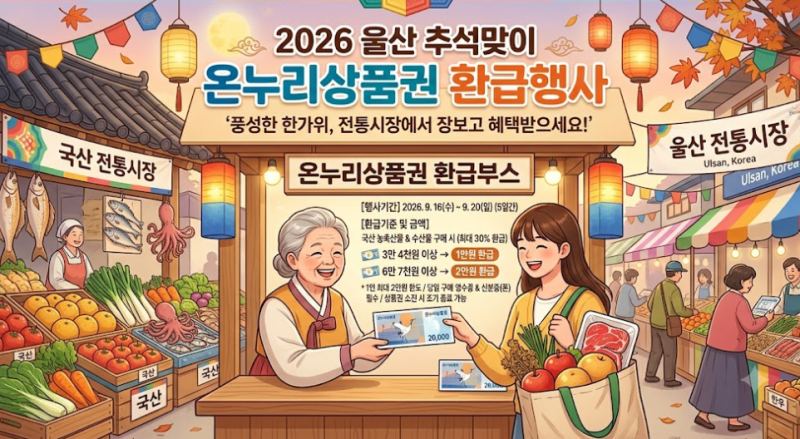 2026 울산 추석 온누리상품권 환급｜전통시장 행사 일정·환급방법