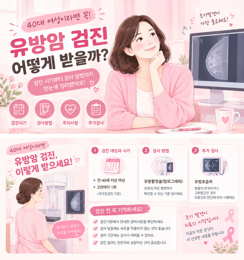 40대 여성 유방암 검진, 몇 살부터 어떻게 받을까?