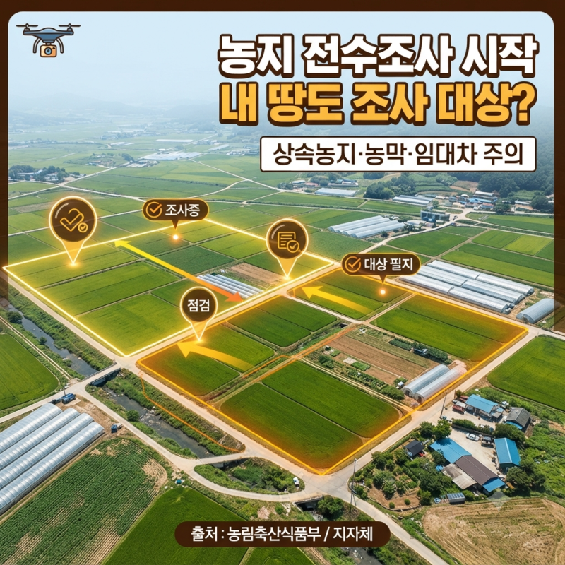 농지 전수조사 시작됐다! 상속농지·농막·임대차 주의!