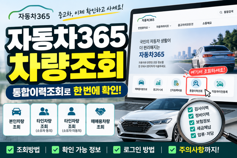 자동차365 차량조회｜통합이력조회·중고차 이력 확인 방법