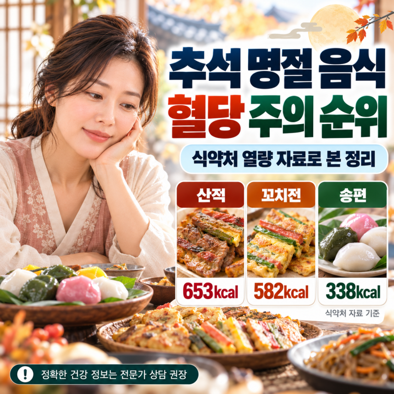 추석 명절 음식 혈당 주의 순위