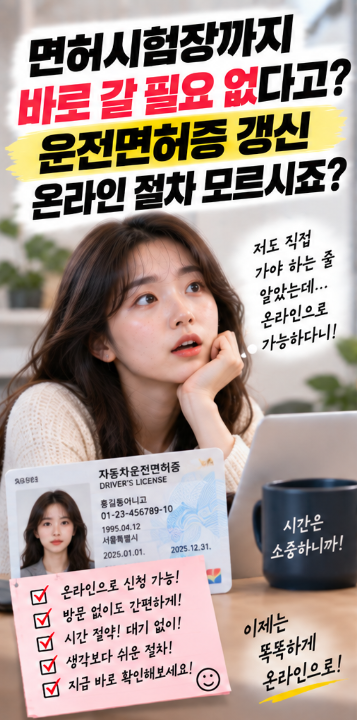 "운전면허증 갱신은 직접 가야 하는 줄 알았는데" 온라인 신청 확인해보니 집에서 신청.