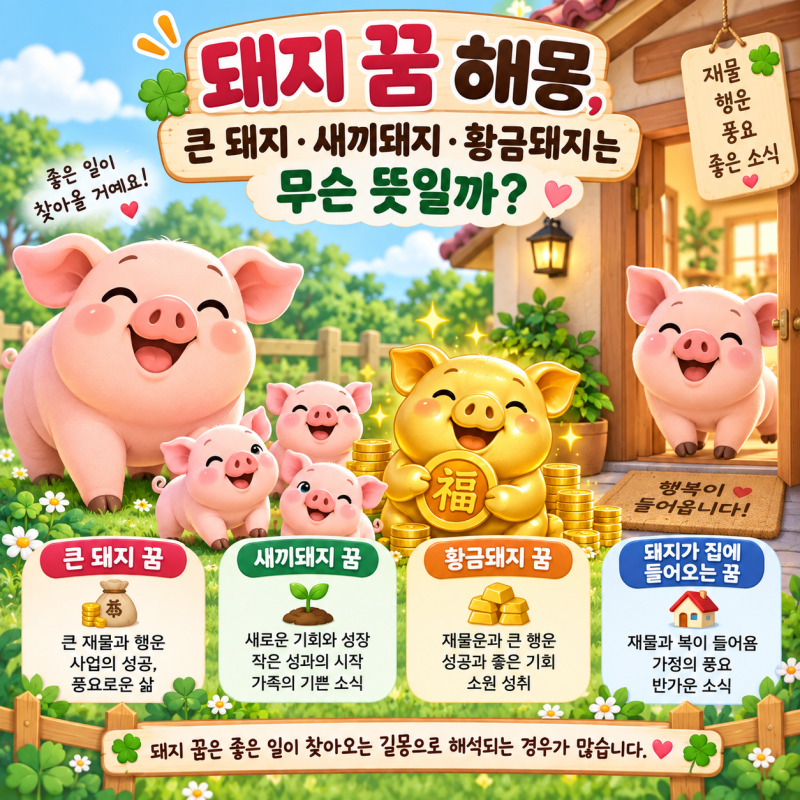돼지 꿈 해몽, 큰 돼지·새끼돼지·황금돼지는 무슨 뜻일까?