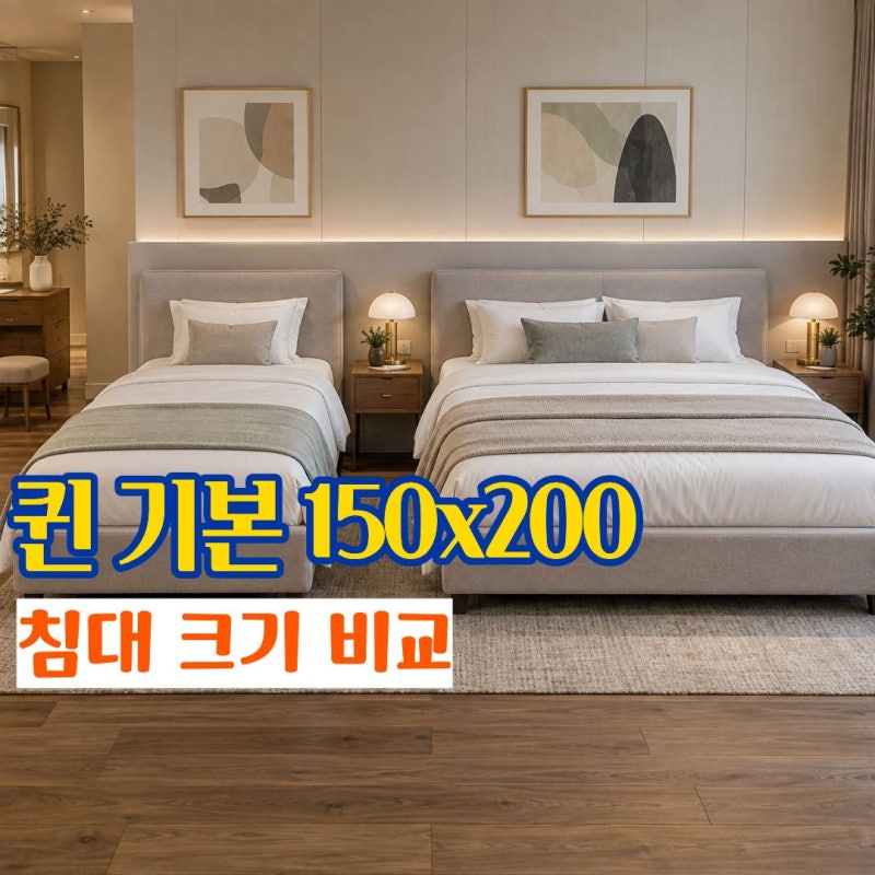 퀸사이즈침대크기 방 크기에 맞춰 보는 퀸사이즈침대사이즈와 침대 사이즈 비교