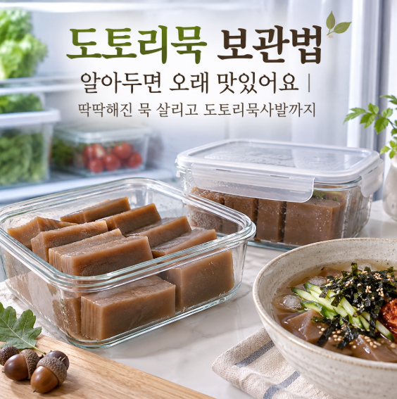 도토리묵 보관법 알아두면 오래 맛있어요, 딱딱해진 묵 살리고 도토리묵사발까지