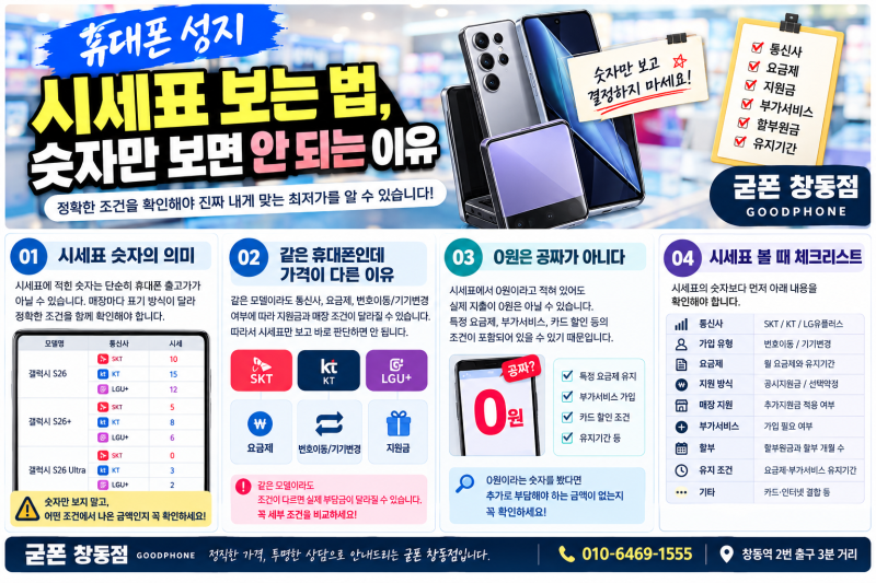 휴대폰 성지 시세표 보는 법, 숫자만 보면 안 되는 이유
