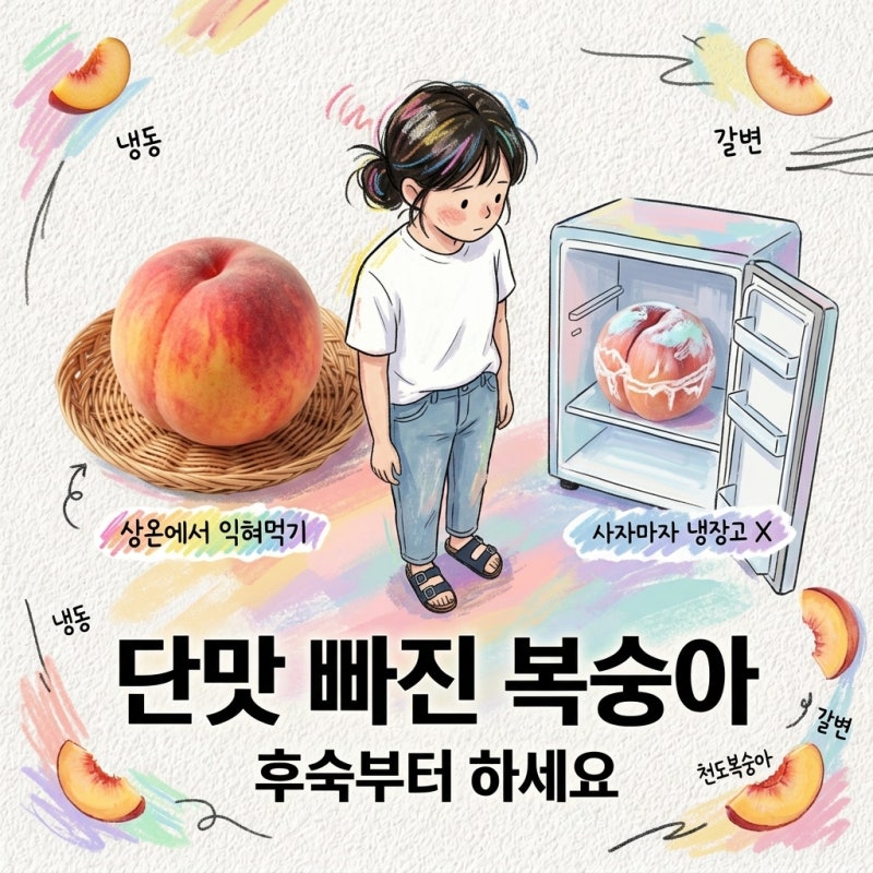 복숭아 보관법 사자마자 냉장 넣으면 단맛 빠짐 후숙방법 냉장보관 냉동보관법 갈변 천도복....
