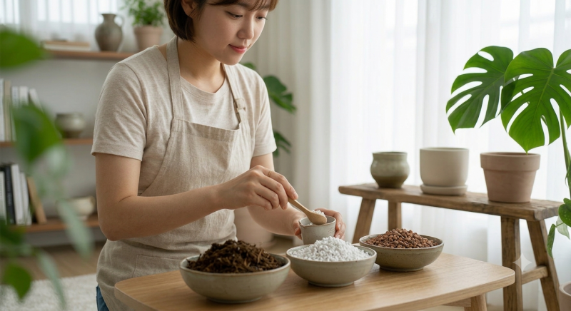 초보 집사용 분갈이 흙 가이드: 상토, 펄라이트, 마사토 배합 비율의 정석