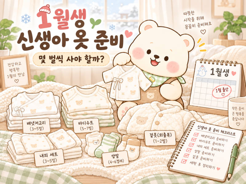 1월생 신생아 옷 몇 벌 준비할까? 배냇저고리·바디수트·내복 겨울 아기 준비 체크리스트