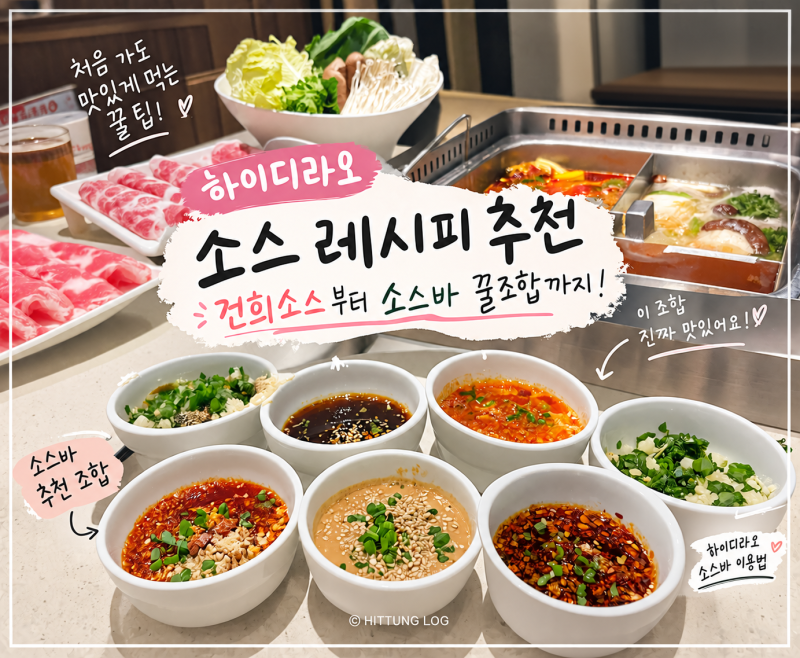 하이디라오 소스 추천 황금비율 레시피 건희소스 소스바 꿀조합 총정리