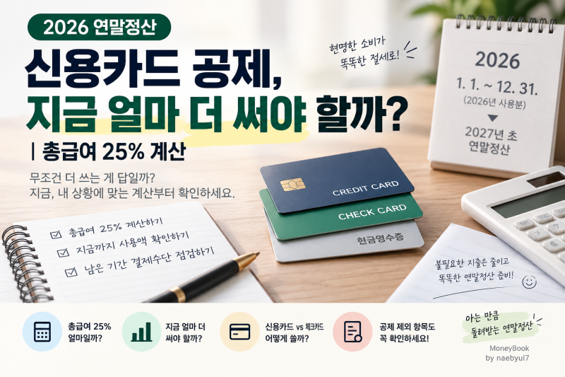 2026 연말정산 신용카드 공제, 25% 못 넘으면 못 받을까?｜총급여별 계산