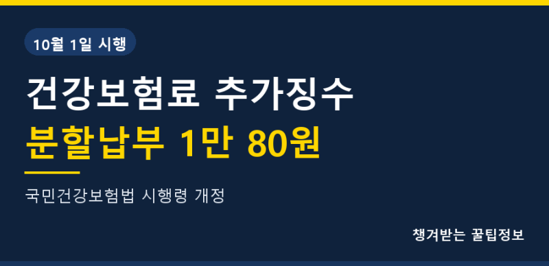 건강보험료 추가징수 분할납부, 10월부터 1만 80원이면 됩니다