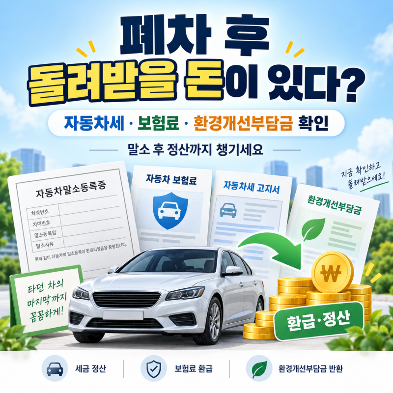 폐차 후 돌려받을 돈이 있다? 자동차세·보험료 환급부터 환경개선부담금까지