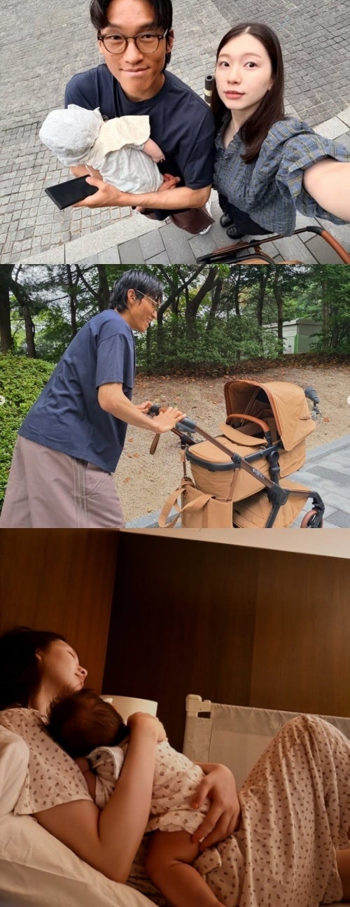 김승규·김진경, 딸 100일 기념 첫 가족 호캉스…'30년 연애 금지' 선언