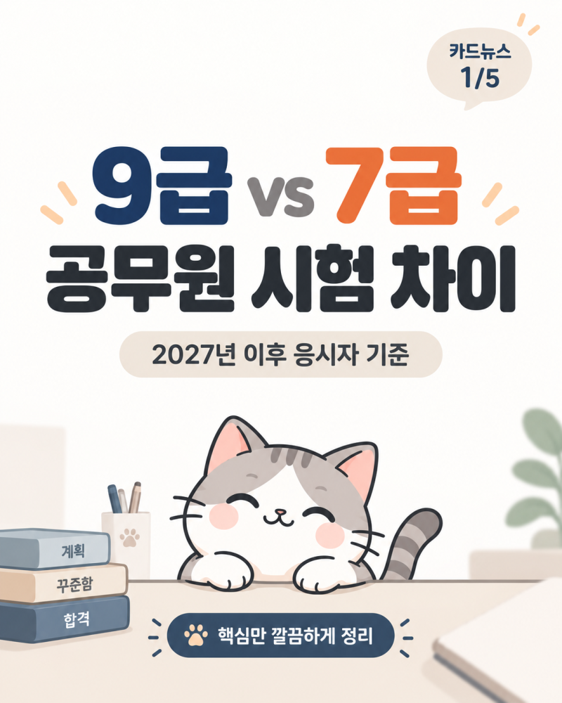 공무원 9급과 7급의 시험 차이