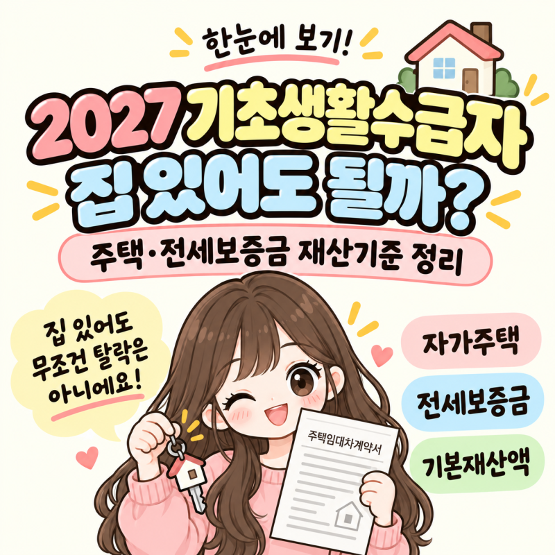 2027 기초생활수급자 집 있어도 될까?｜주택·전세보증금 재산기준 정리