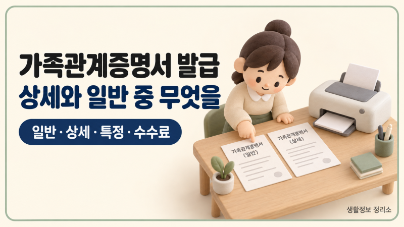 가족관계증명서 인터넷 발급 — 상세와 일반 중 무엇을 떼야 할까