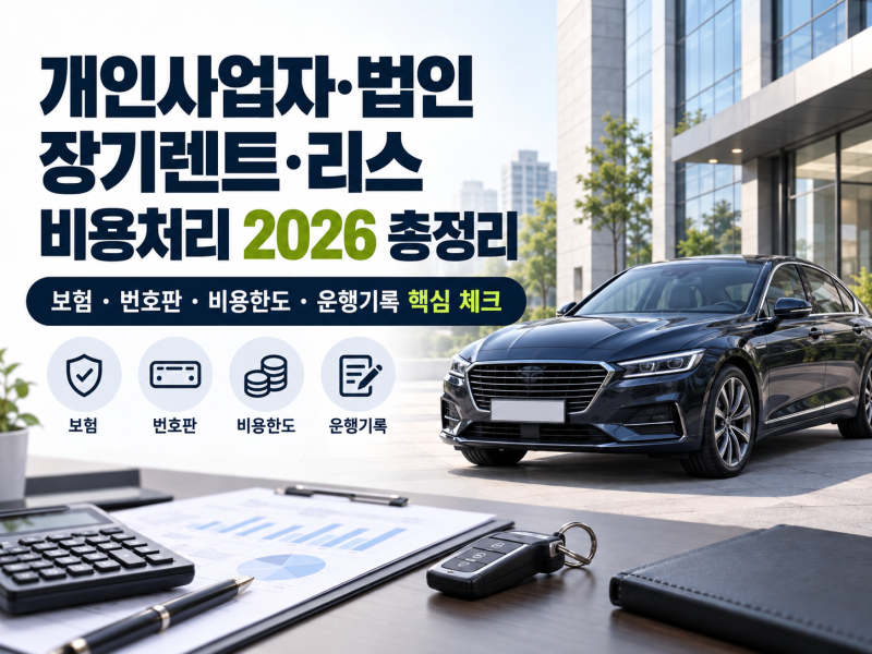 개인사업자 법인 장기렌트 리스 비용처리 2026 총정리 보험 없는 세컨카부터 연두색 번호판까....