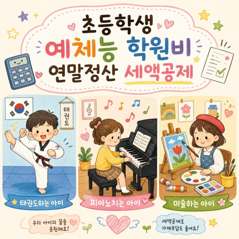 초등 2학년까지 학원비 세액공제｜2026년부터 달라진 예체능 학원비 연말정산