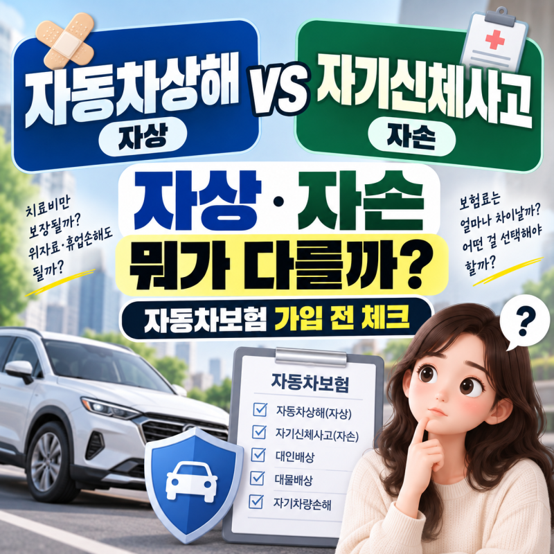 자동차상해 vs 자기신체사고 차이, 자동차보험 가입할 때 뭘 선택할까?