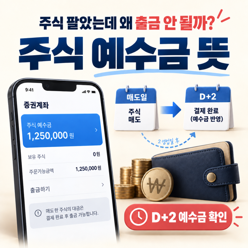 "주식 팔았는데 출금이 안 됩니다" 주식 예수금 뜻, D+2 확인