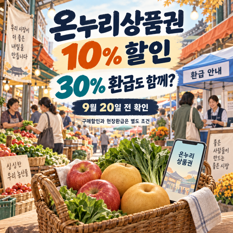 온누리상품권 10% 할인, 30% 환급까지 받을 수 있을까? 9월 20일 전 확인할 것