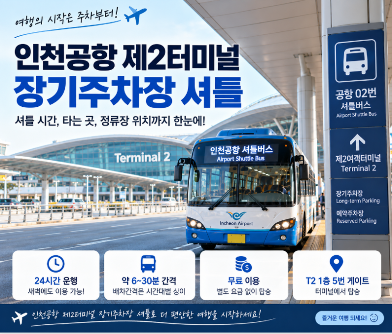 인천공항 제2터미널 장기주차장 이용법｜셔틀 시간·5번 게이트·주차요금