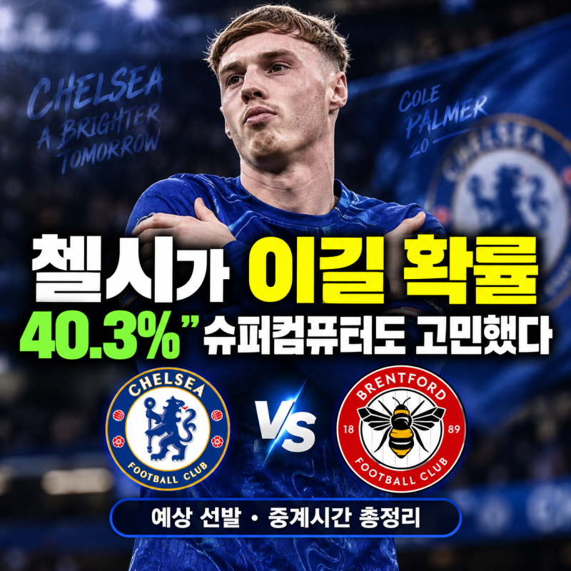 “첼시가 이길 확률 40.3%” 슈퍼컴퓨터도 고민했다…브렌트퍼드전 예상 선발·중계시간 총정....