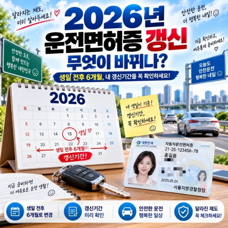 2026 운전면허증 갱신 방법·주기·기간·조회방법 총정리｜무엇이 바뀌나?