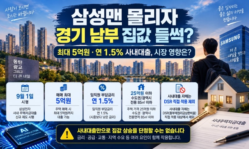 “지금 안 사는 게 더 이상하죠”…삼성전자 사내대출 시작되자 경기 남부 집값이 움직인다?
