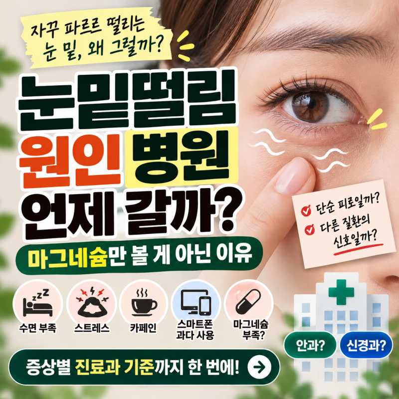 눈밑떨림 원인 병원 언제 갈까? 마그네슘만 볼 게 아닌 이유
