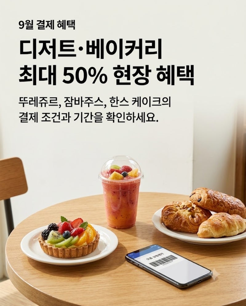 9월 네이버페이 현장결제 할인 총정리｜뚜레쥬르·잠바주스·HANS 최대 5만원 혜택