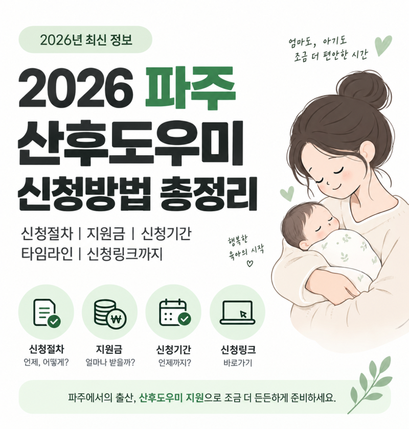2026 파주 산후도우미 신청방법｜산모신생아 건강관리 지원금·본인부담금 90% 환급 총정리