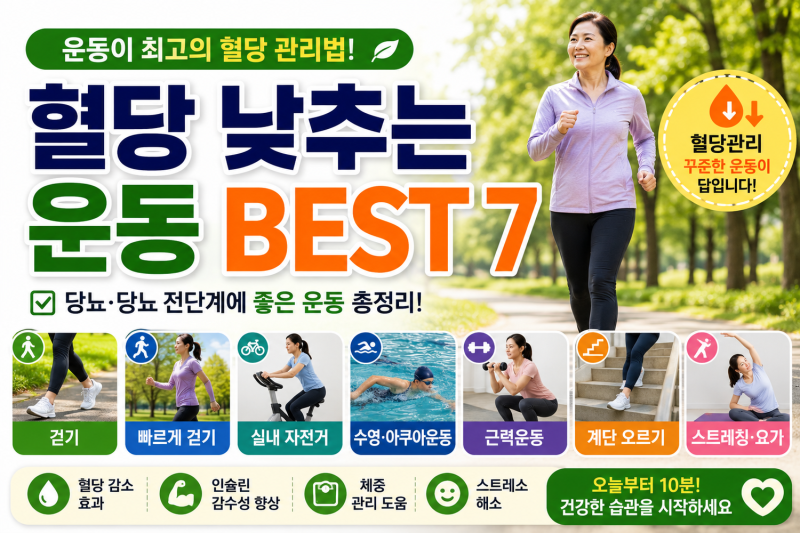 혈당 낮추는 운동 BEST 7 / 당뇨, 당뇨 전단계에 좋은 운동과 운동법