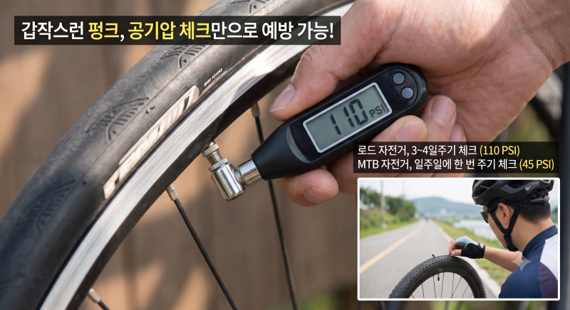 자전거 타이어 공기압 체크 주기와 펑크 방지 관리 습관
