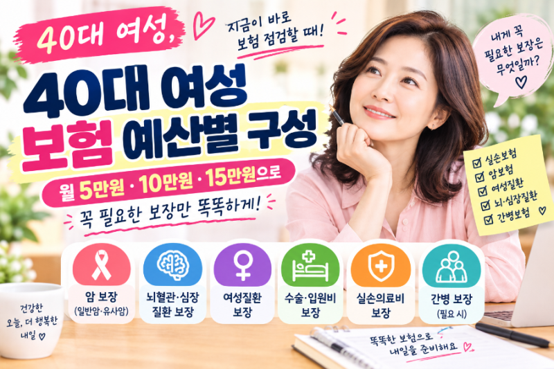 40대 여성 보험 예산별 구성