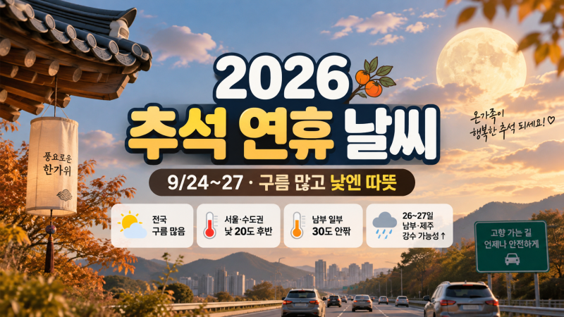 2026 추석 연휴 날씨, 옷차림은 어떻게 준비할까요?