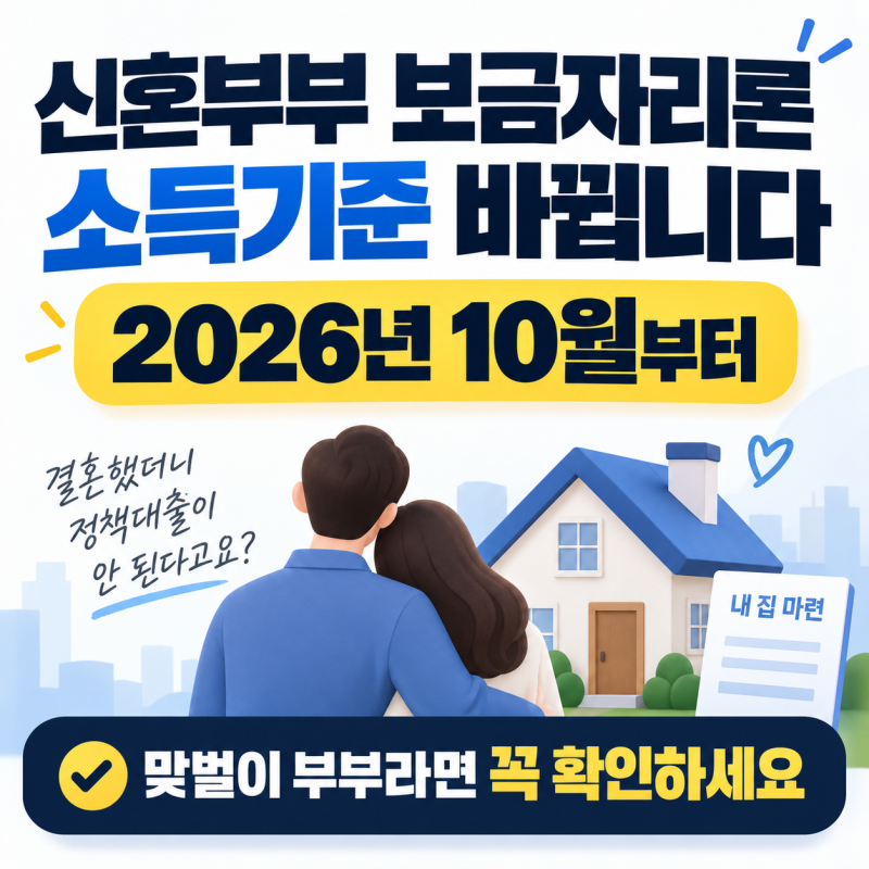 신혼부부 보금자리론 소득기준 변경, 10월부터 맞벌이 조건 달라진다