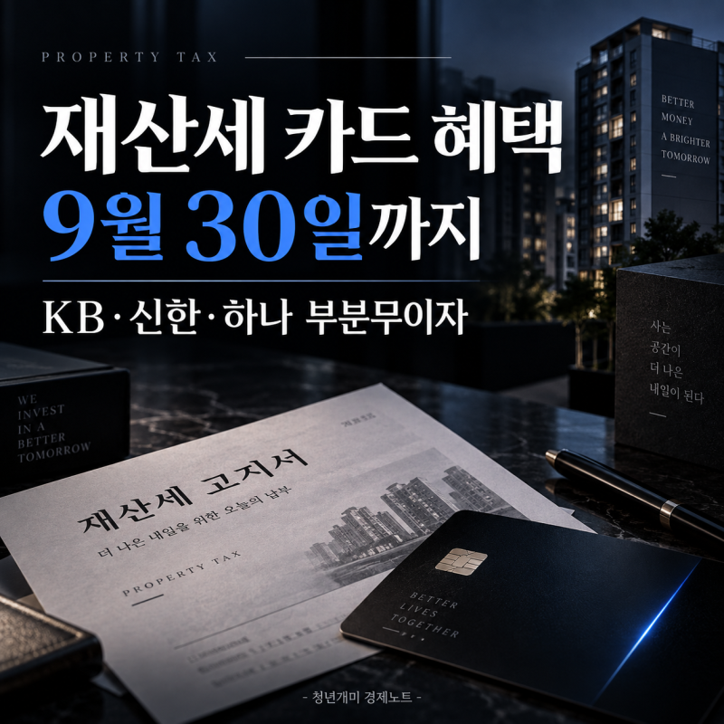 "재산세 카드 혜택" 2026 9월 KB·신한·하나 부분무이자, 납부기간은 30일까지