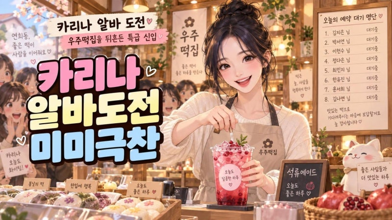 카리나 우주떡집 알바 도전, 안유진 교육부터 미미 극찬까지 화제 된 이유