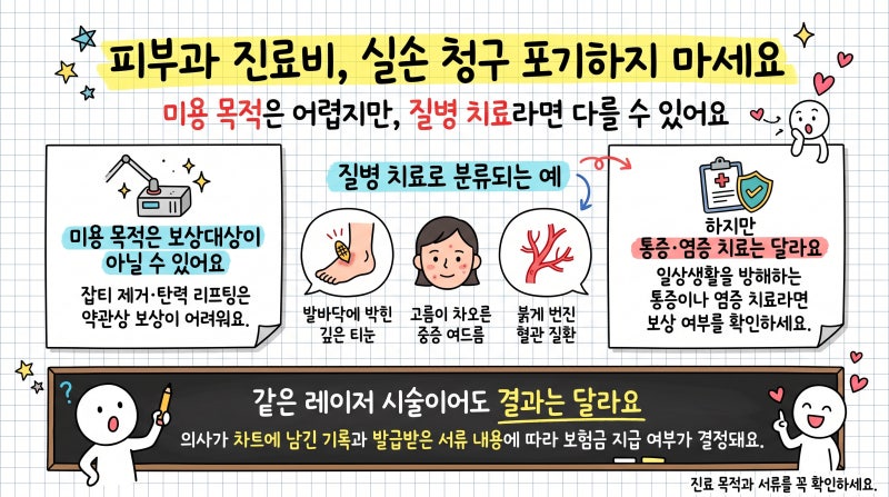피부과 레이저·여드름 치료 실비 청구: 미용 시술과 치료 목적 가르는 의무기록 발급 팁