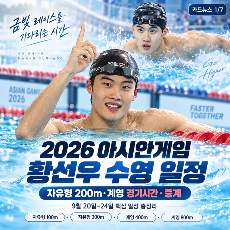 2026 아시안게임 황선우 수영 일정｜자유형 200m·계영 경기시간·중계